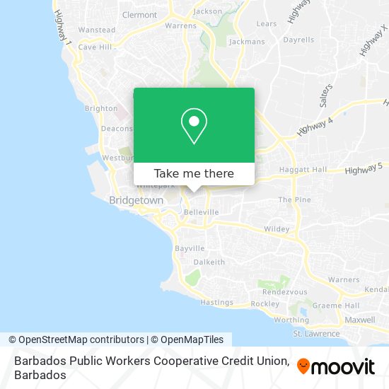 Barbados Public Workers Cooperative Credit Union map