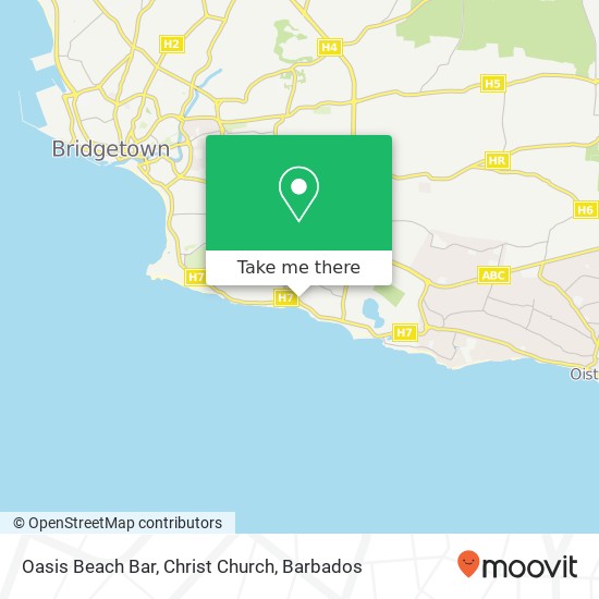 Oasis Beach Bar, Christ Church map