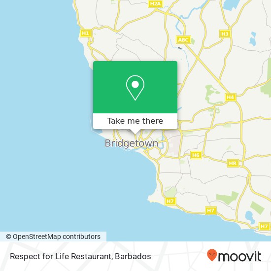Respect for Life Restaurant, Tudor Street Bridgetown map