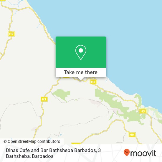 Dinas Cafe and Bar Bathsheba Barbados, 3 Bathsheba map