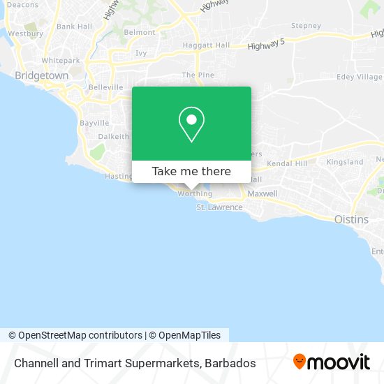 Channell and Trimart Supermarkets map