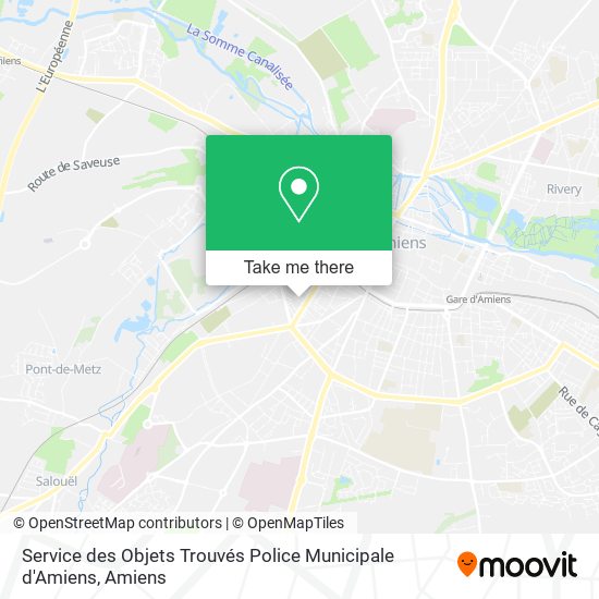Mapa Service des Objets Trouvés Police Municipale d'Amiens