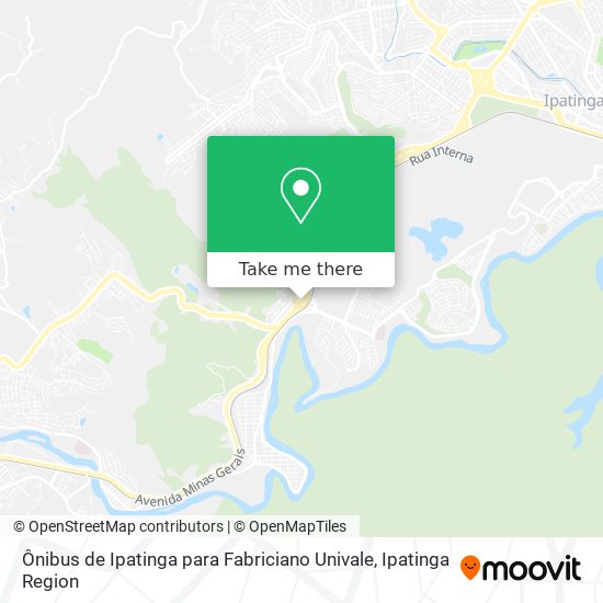 Ônibus de Ipatinga para Fabriciano Univale map