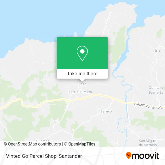 Vinted Go Parcel Shop map