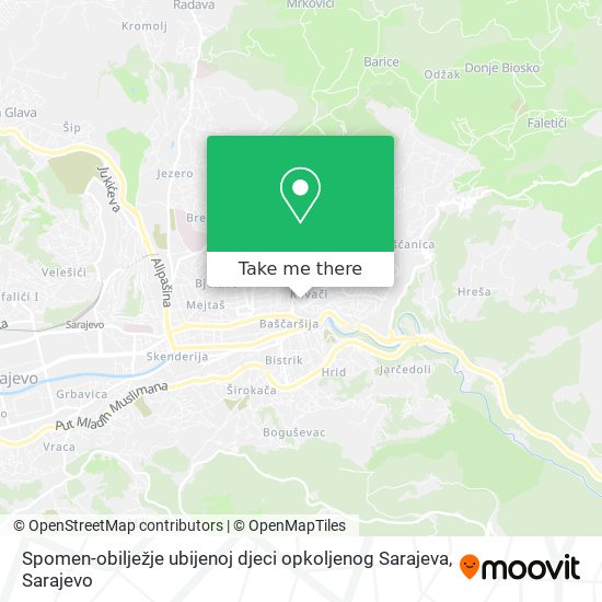 Karta Spomen-obilježje ubijenoj djeci opkoljenog Sarajeva