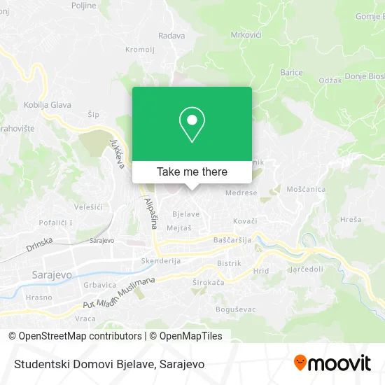 Studentski Domovi Bjelave map