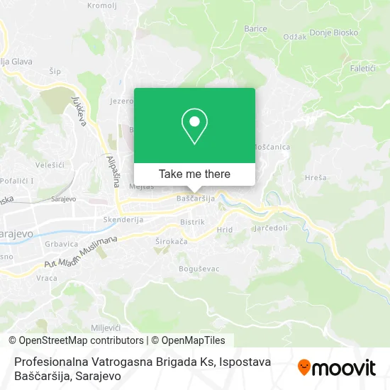 Profesionalna Vatrogasna Brigada Ks, Ispostava Baščaršija map