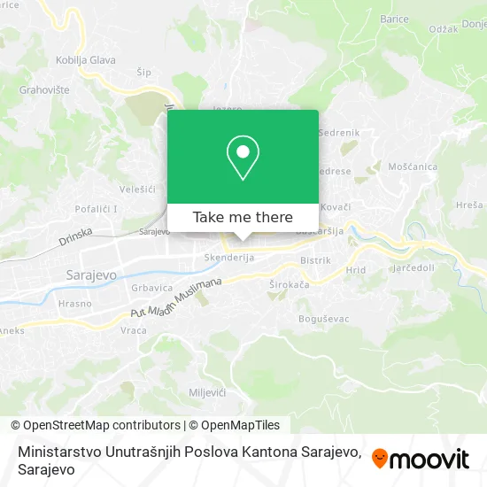 Ministarstvo Unutrašnjih Poslova Kantona Sarajevo map