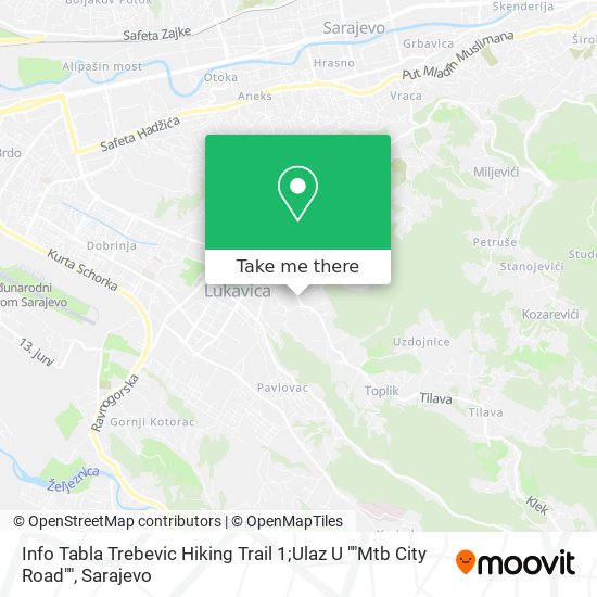 Info Tabla Trebevic  Hiking Trail 1;Ulaz U ""Mtb City Road"" map