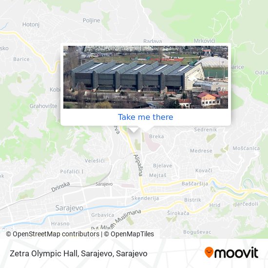 Zetra Olympic Hall, Sarajevo mapa