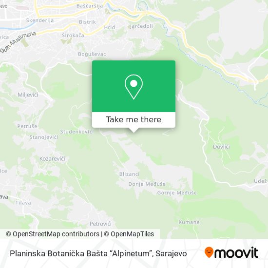 Planinska Botanička Bašta “Alpinetum” mapa