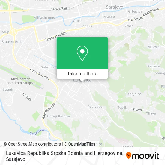 Lukavica Republika Srpska Bosnia and Herzegovina map