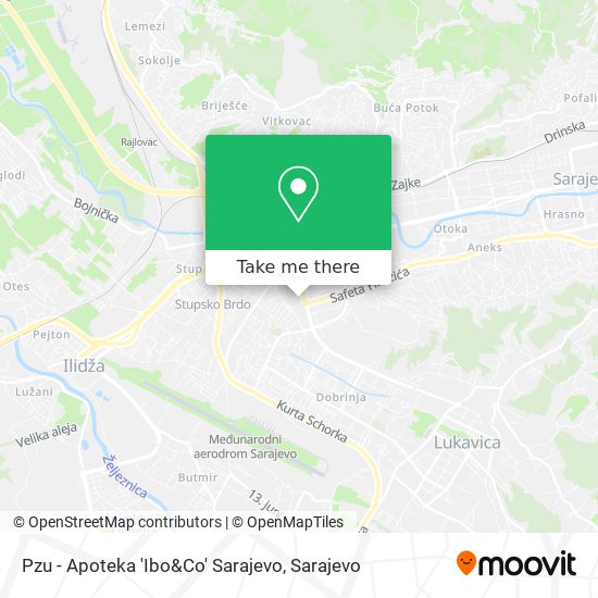 Pzu - Apoteka 'Ibo&Co' Sarajevo map
