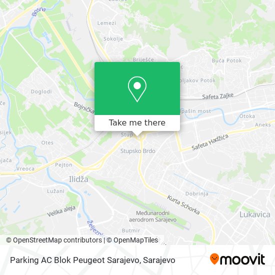 Parking AC Blok Peugeot Sarajevo map