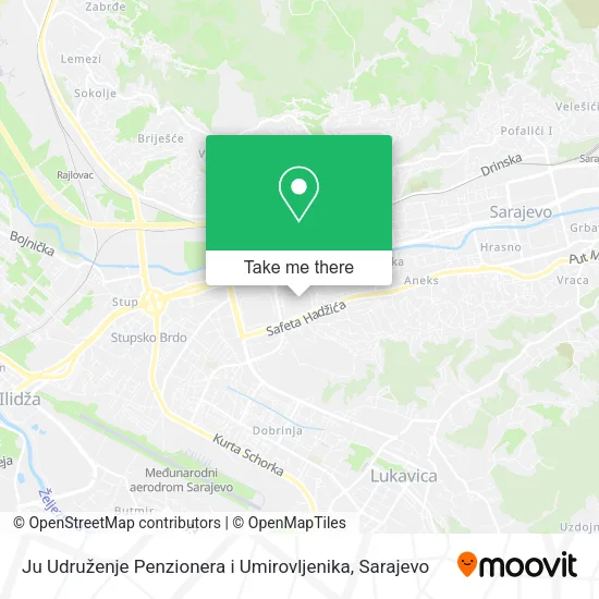 Ju Udruženje Penzionera i Umirovljenika mapa