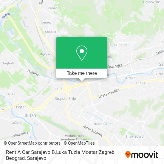 Rent A Car Sarajevo B.Luka Tuzla Mostar Zagreb Beograd map