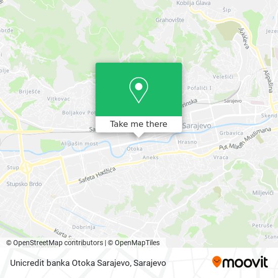 Unicredit banka Otoka Sarajevo map