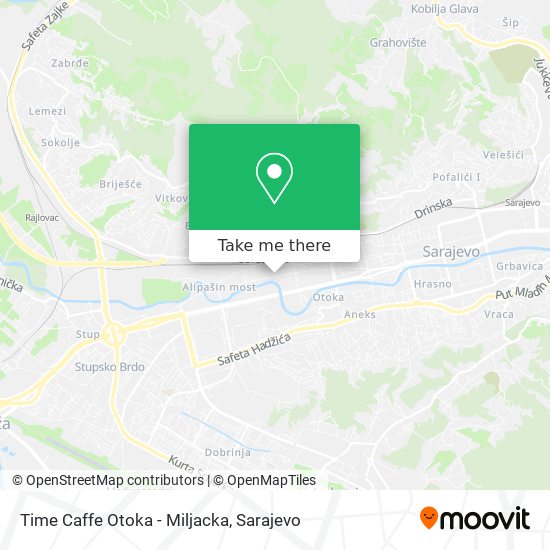 Time Caffe Otoka - Miljacka map