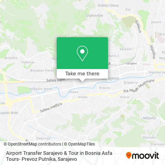Airport Transfer Sarajevo & Tour in Bosnia Asfa Tours- Prevoz Putnika map