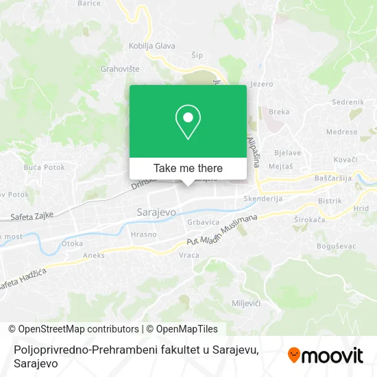 Karta Poljoprivredno-Prehrambeni fakultet u Sarajevu
