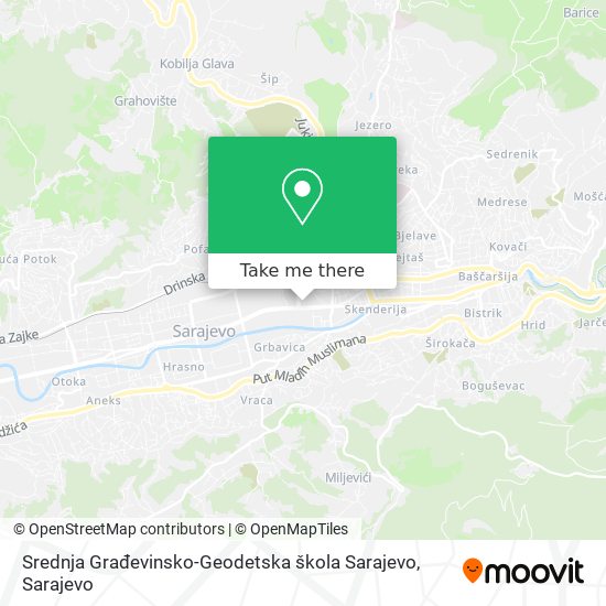 Karta Srednja Građevinsko-Geodetska škola Sarajevo