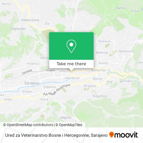 Ured za Veterinarstvo Bosne i Hercegovine mapa