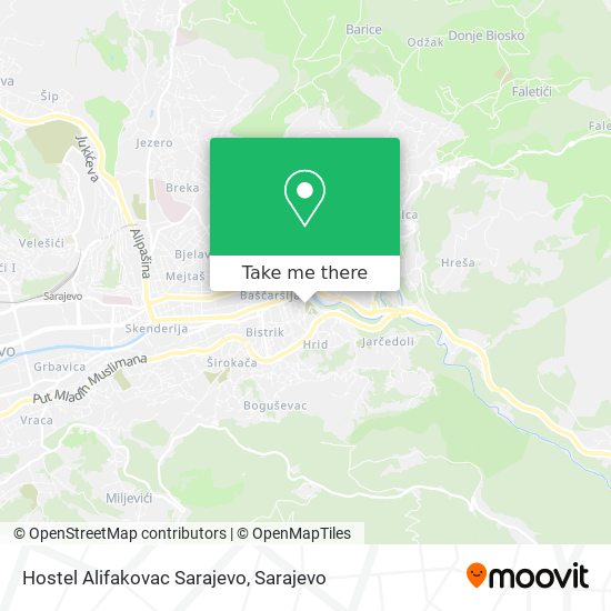 Hostel Alifakovac Sarajevo map