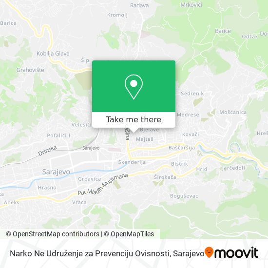 Narko Ne Udruženje za Prevenciju Ovisnosti mapa