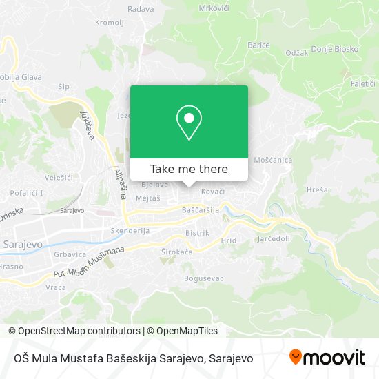 Karta OŠ Mula Mustafa Bašeskija Sarajevo