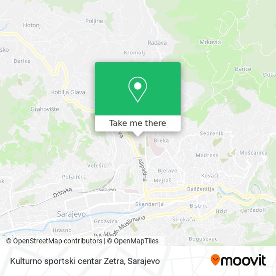 Kulturno sportski centar Zetra map