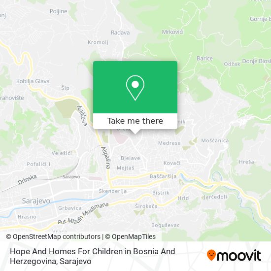 Hope And Homes For Children in Bosnia And Herzegovina map