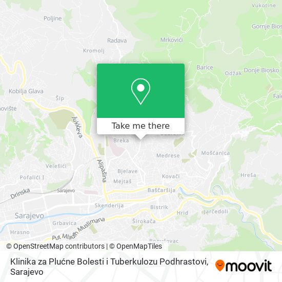 Klinika za Plućne Bolesti i Tuberkulozu Podhrastovi map