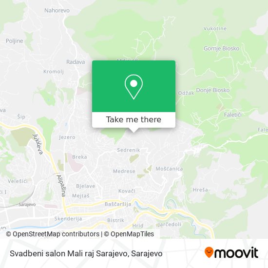 Svadbeni salon Mali raj Sarajevo mapa