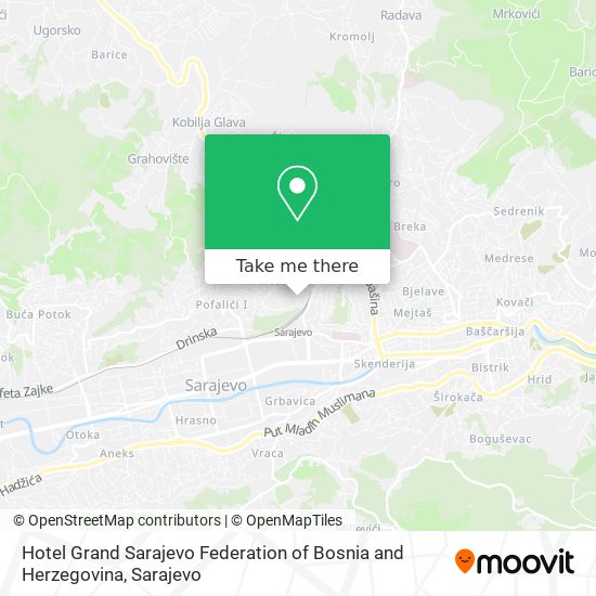 Hotel Grand Sarajevo Federation of Bosnia and Herzegovina map
