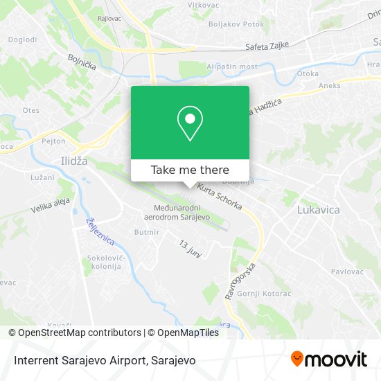 Interrent Sarajevo Airport map