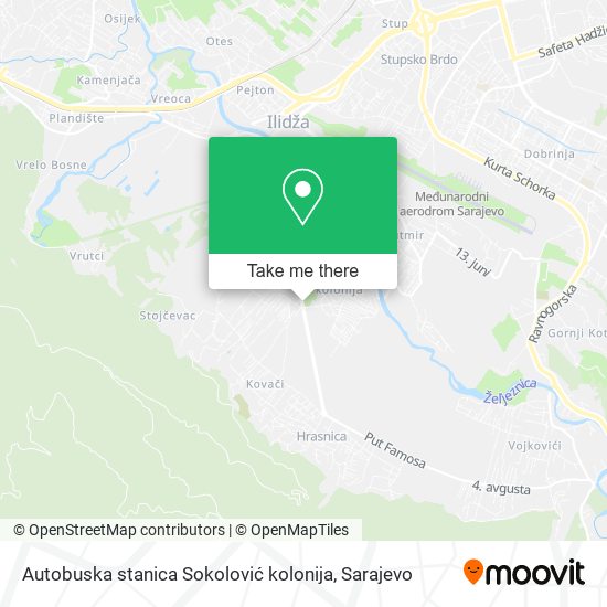 Autobuska stanica Sokolović kolonija mapa