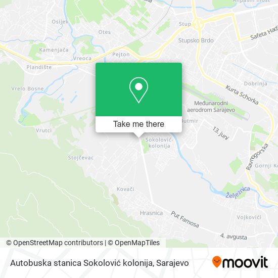 Karta Autobuska stanica Sokolović kolonija