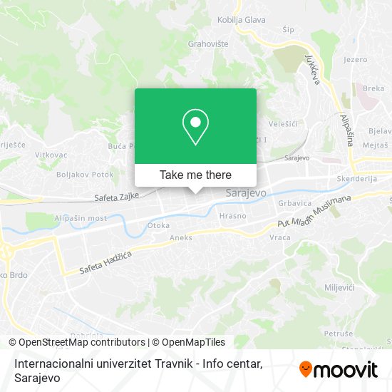 Karta Internacionalni univerzitet Travnik - Info centar