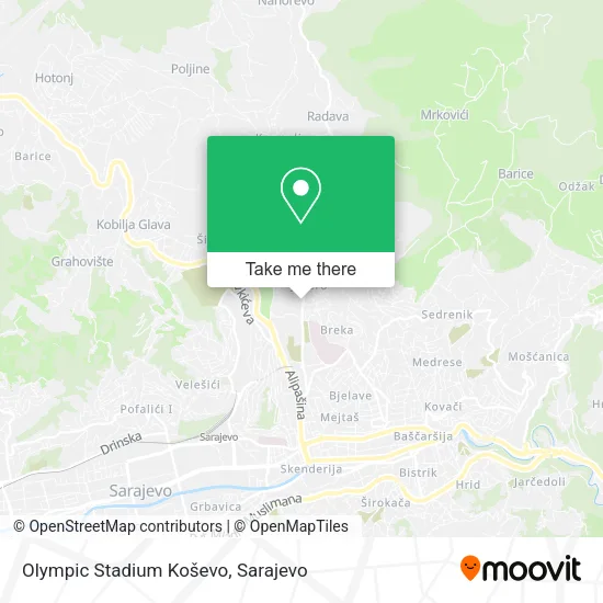 Olympic Stadium Koševo map