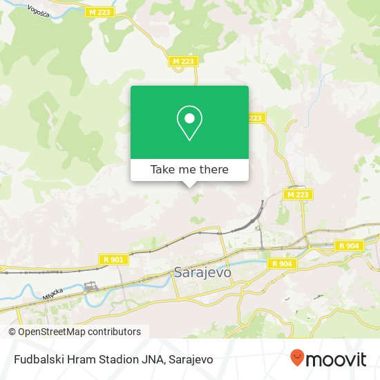 Fudbalski Hram Stadion JNA map