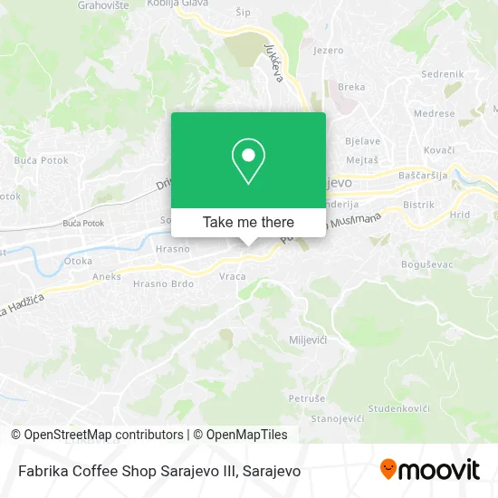 Fabrika Coffee Shop Sarajevo III mapa