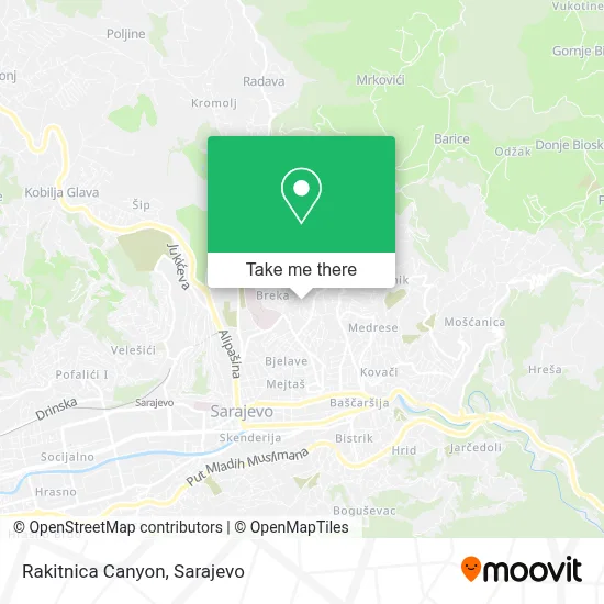 Rakitnica Canyon mapa