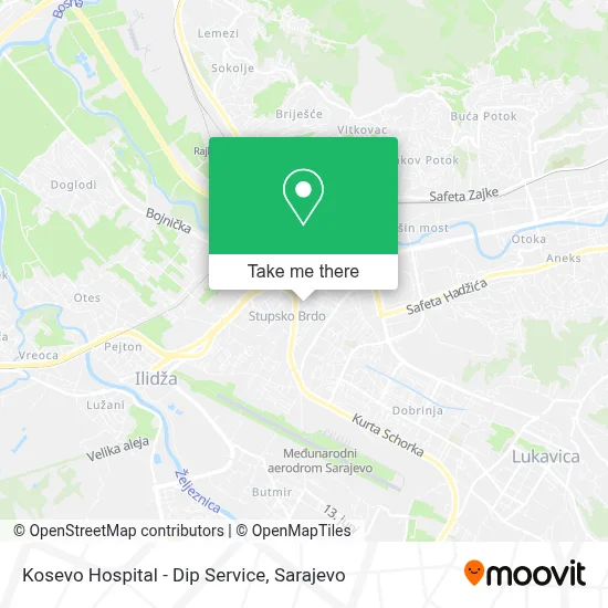 Kosevo Hospital - Dip Service map