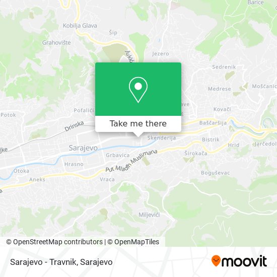 Sarajevo - Travnik map
