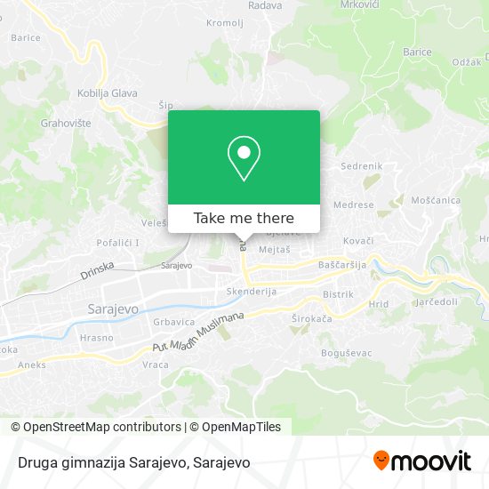 Druga gimnazija Sarajevo mapa