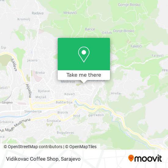 Karta Vidikovac Coffee Shop
