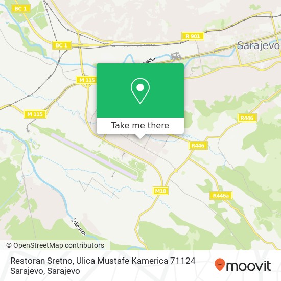 Restoran Sretno, Ulica Mustafe Kamerica 71124 Sarajevo mapa