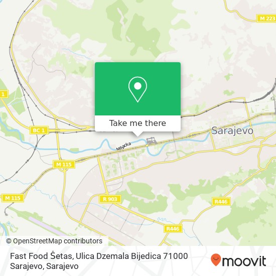 Fast Food Šetas, Ulica Dzemala Bijedica 71000 Sarajevo mapa