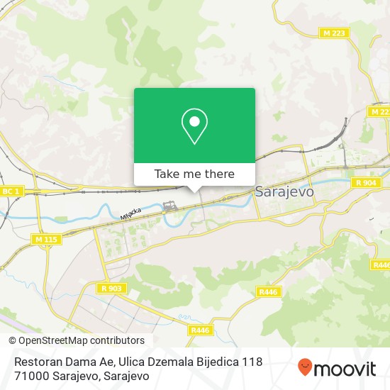 Restoran Dama Ae, Ulica Dzemala Bijedica 118 71000 Sarajevo mapa