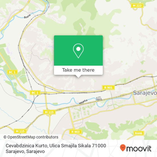 Cevabdzinica Kurto, Ulica Smajila Sikala 71000 Sarajevo mapa